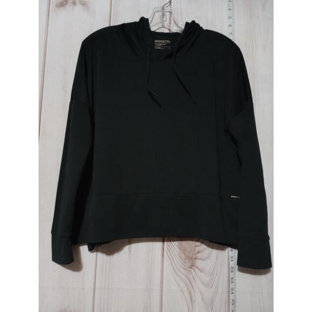 Mondetta Hoodie Pullover Womens Small Black Performance Luxury Side Slits Pocket